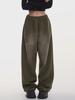 New Women's Green Sweatpants - Thick, Retro Hip-Hop Style, High-Street, Straight-Leg, for Autumn/Winter Casual Wear