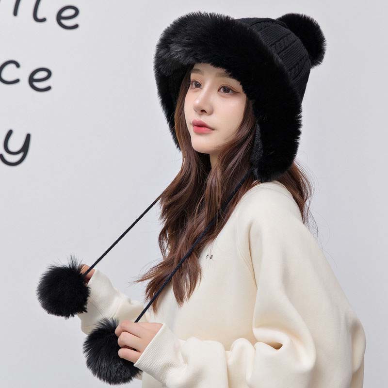 Chapeau femme automne et hiver chaud tricoté chapeau de laine mignon sauvage épais chaud version coréenne du chapeau en peluche de marée