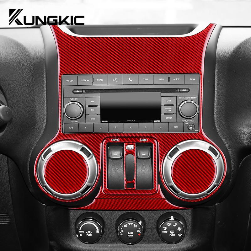 Real Soft Carbon Fiber For Jeep Wrangler JK JKU 2011 2012 2013 2014 2015 2016 2017 LHD RHD Center Console Frame Trim Sticker