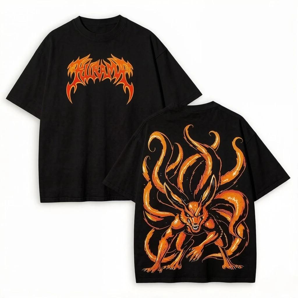 Hot Sale Anime Naruto Kurama Manga Graphic Print T-shirt Men Women Streetwear Harajuku Fashion Casual Oversized Top Cotton Solf Summer New Tee