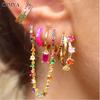 CRMYA Gold Color Stud Earrings For Women Vintage Color CZ Zircon Piercing Women's Earrings Trend Jewelry