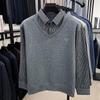 Yalu Men's Fleece-Lined Thermal Knit Sweater with Mock Layer Design
