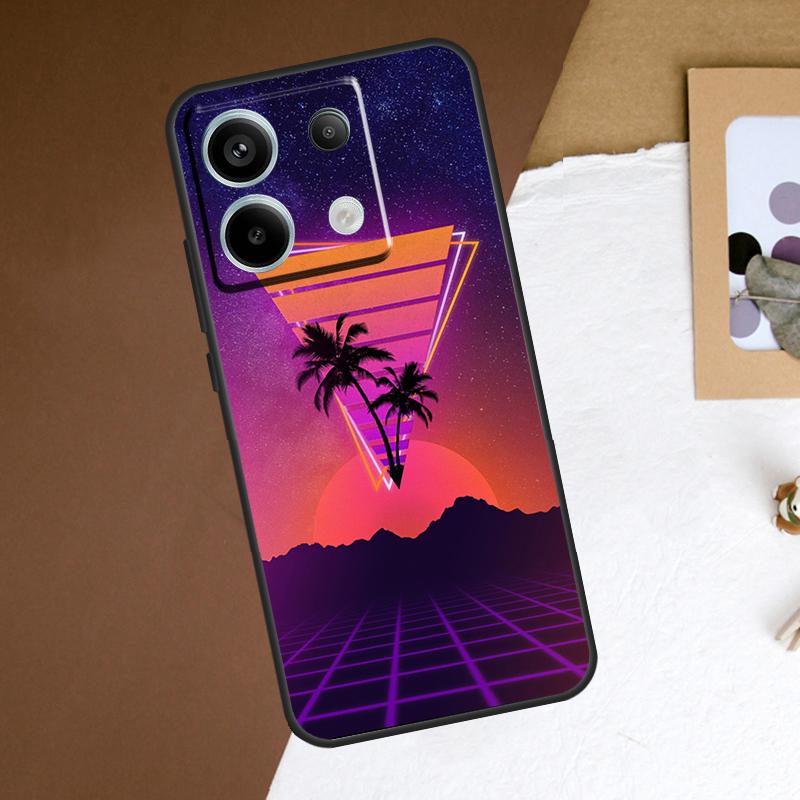 80s Retrowave Neon Palms Tree Case For Xiaomi Redmi Note 13 Pro Plus Note 12 11 9 10 11S 10S 12S Redmi 13C 10C 12C Cover