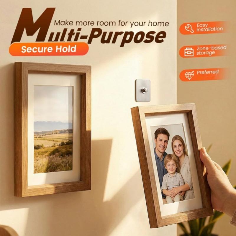 No Drilling Wall Hook Metal Hanging Picture Holder Organizers Without Damaging Wall for Photo Display Easy Installation