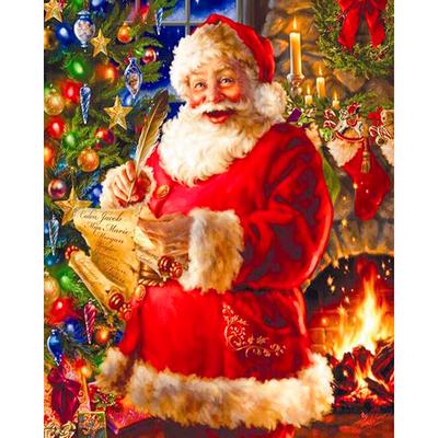 Bordado de diamante Diamante Papai Noel feliz Ponto cruz Pintura de diamante redondo Pintura de diamante