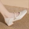 Fashion elegant ladies pearl buckle low heel shoes woman two wears slip on moccasins female chunky heel soft leather pumps big size 43