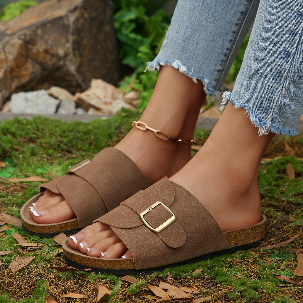 Fashion Women Slippers Summer Non Slip Buckle Slippers Woman Big Size Outdoor Comfortable Sandals Lightweight Flat Shoes Slides Women