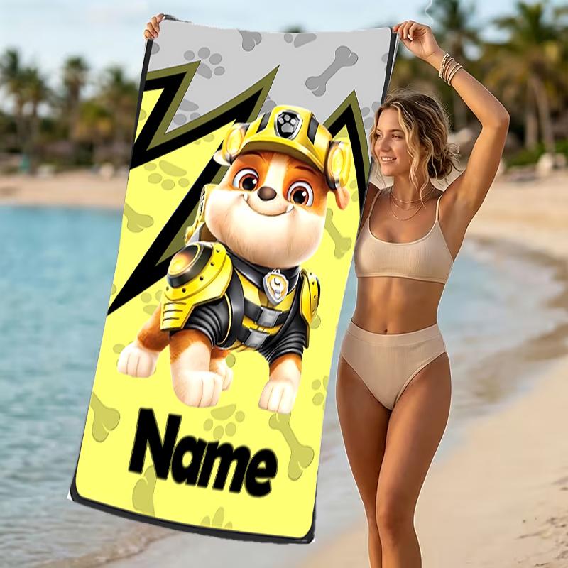 Přizpůsobitelné personalizované plážové osušky s motivy Tlapkové patroly. Vhodné na pláž, jógu, sport;ideální jako plážové doplňky