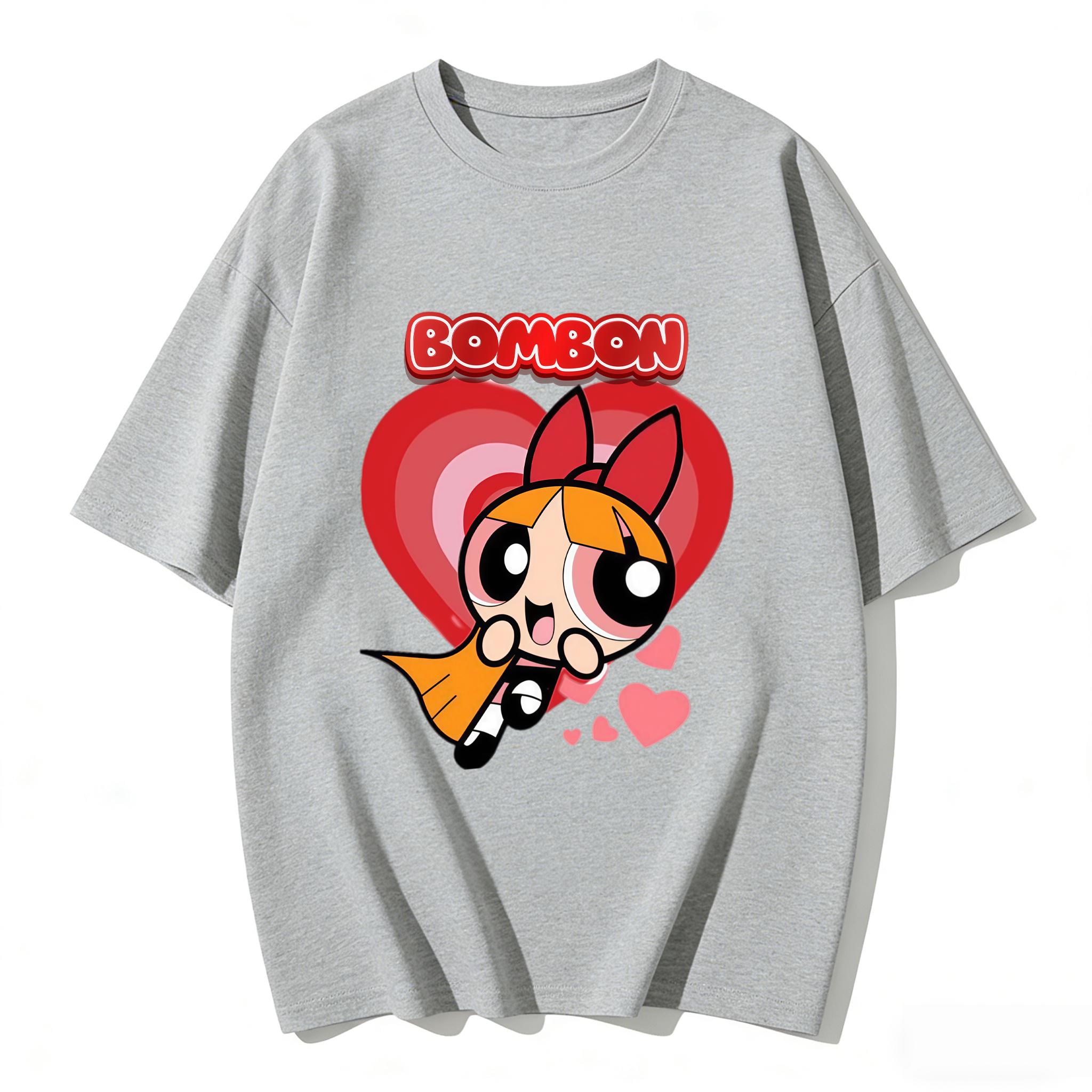 

2026 Summer Cute Powerpuff Girls Family Matching T Shirts Cartoon Print Cotton Tees Casual Short Sleeve Tops for Kids and Adults S