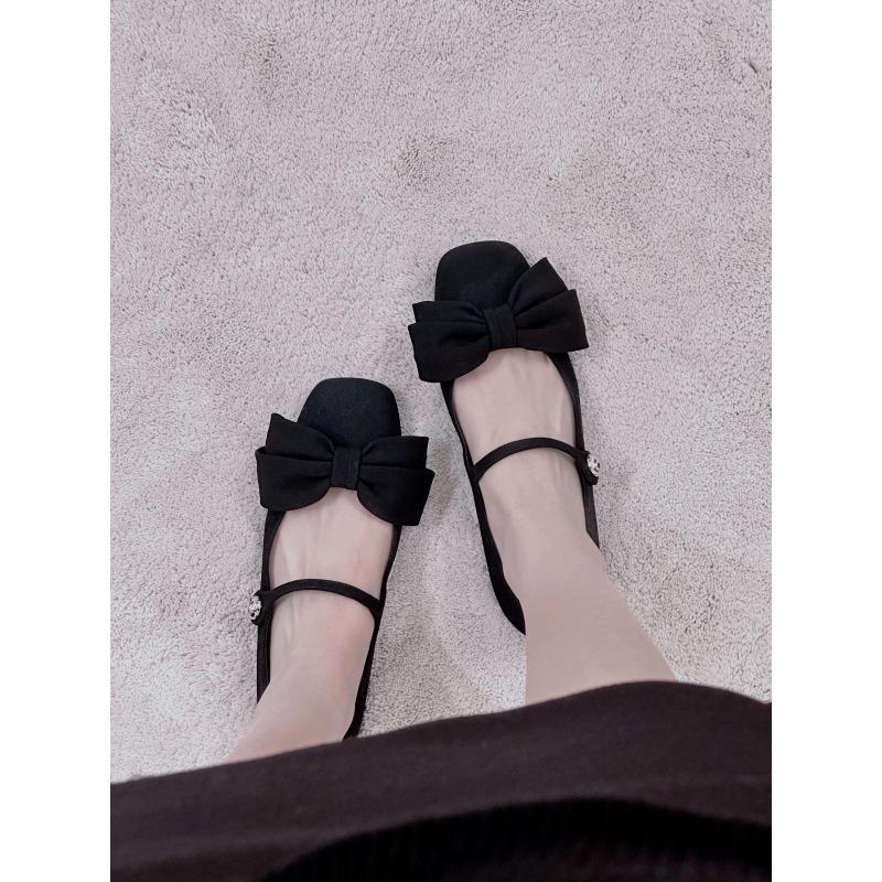 Sheepskin~ bow leather shoes Mary Jane shoes women's beautiful versatile small heels thick heel single shoes ladyshoes