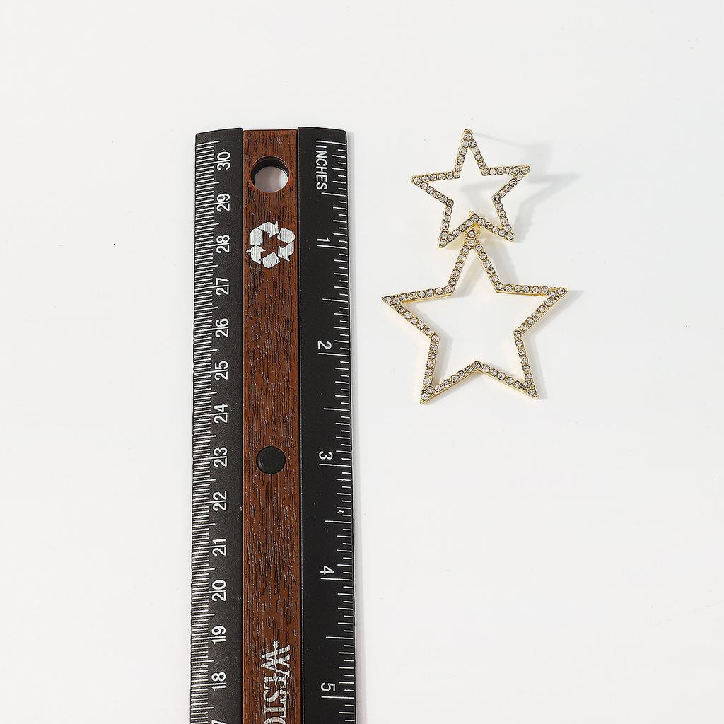 Trendy Double Layer Pentagram Rhinestone Earrings Sexy Korean Style Fashion Personality Elegant Dangle Earrings For Women