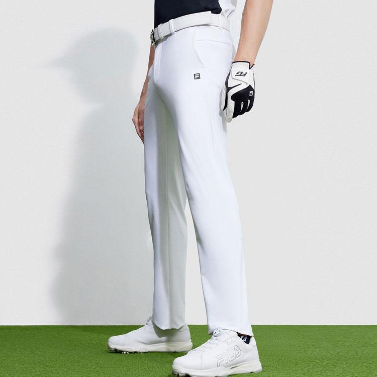 FILA Golf Series Solid Color Mid Waist Straight Casual Pants Men Bottoms Jade-White A11M345803F-WT