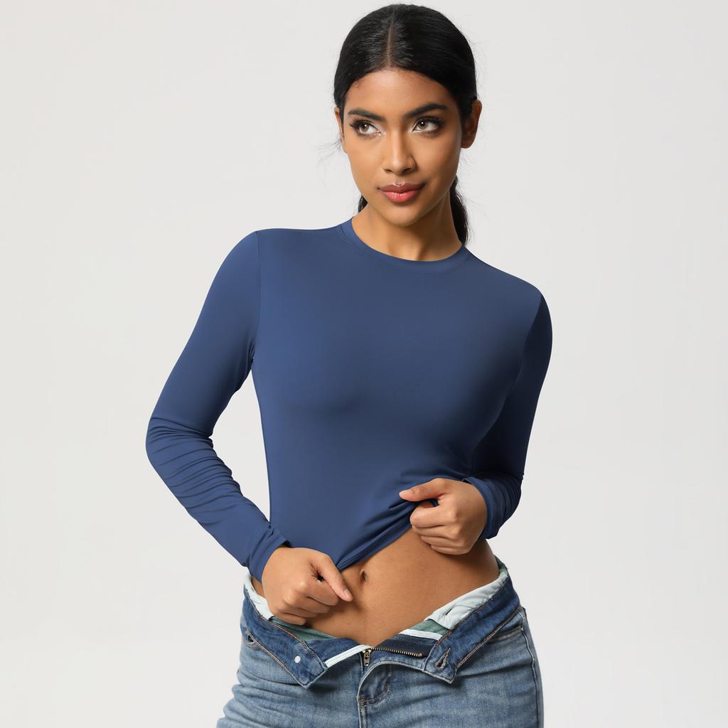 Women Sports T-Shirts Long Sleeves Compressed Quick-dry Super Elastic Suitable For Running Fitness Training Yoga