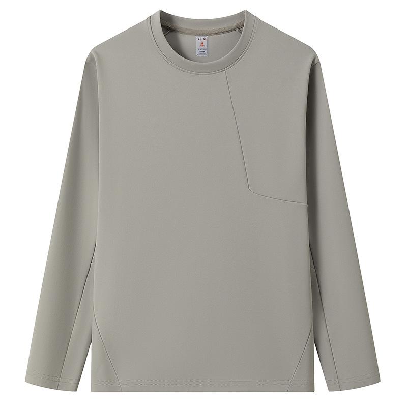 Long Sleeved T-shirt Men's Round Neck Pullover Splicing Brushed Long Sleeved Casual Base Shirt