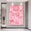 Cartoon Trendy Retro Aesthetic Pink Card Posters Fancy Wall Sticker for Living Room Bar Decoration Wall Decor