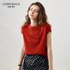 Women's Mulberry Silk Blend Round Neck Short Sleeve Knit Top