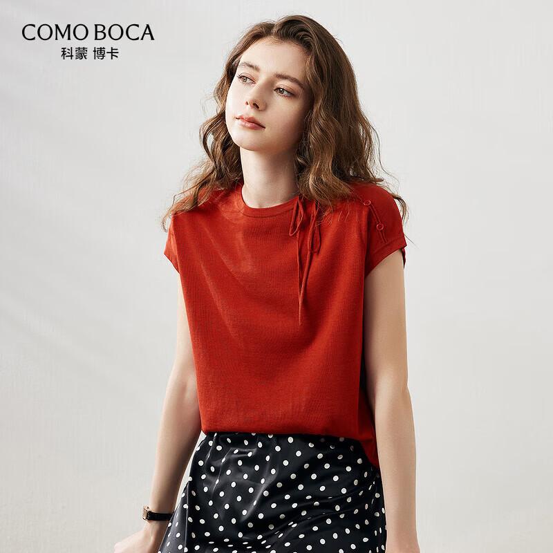 Women's Mulberry Silk Blend Round Neck Short Sleeve Knit Top