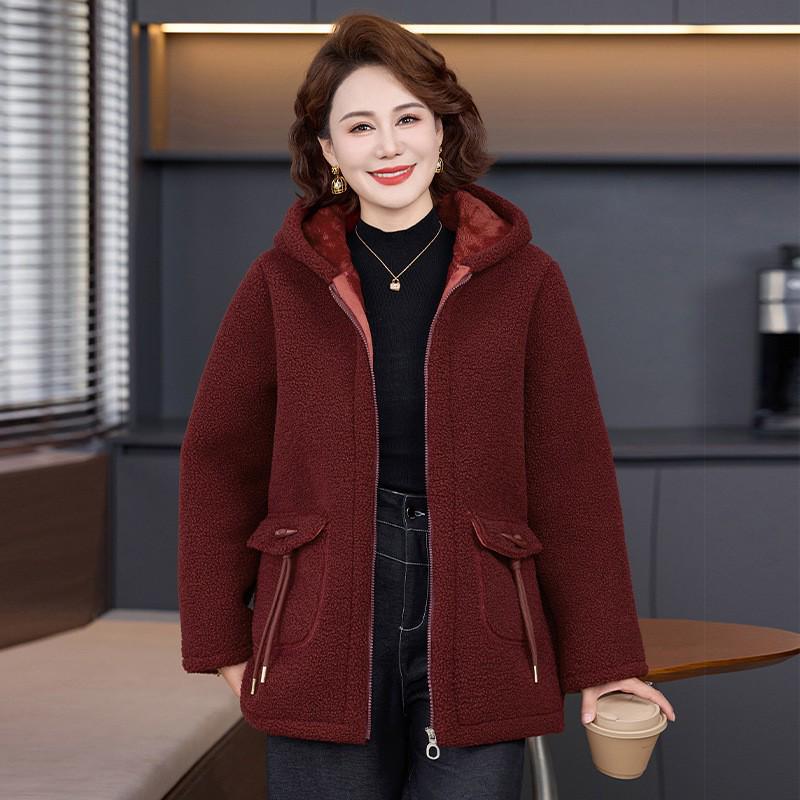 

Женское хлопковое пальто с капюшоном и флисовой подкладкой для женщин среднего и пожилого возраста - Модное, элегантное, теплое и дышащее 6XL (155-170 lbs)