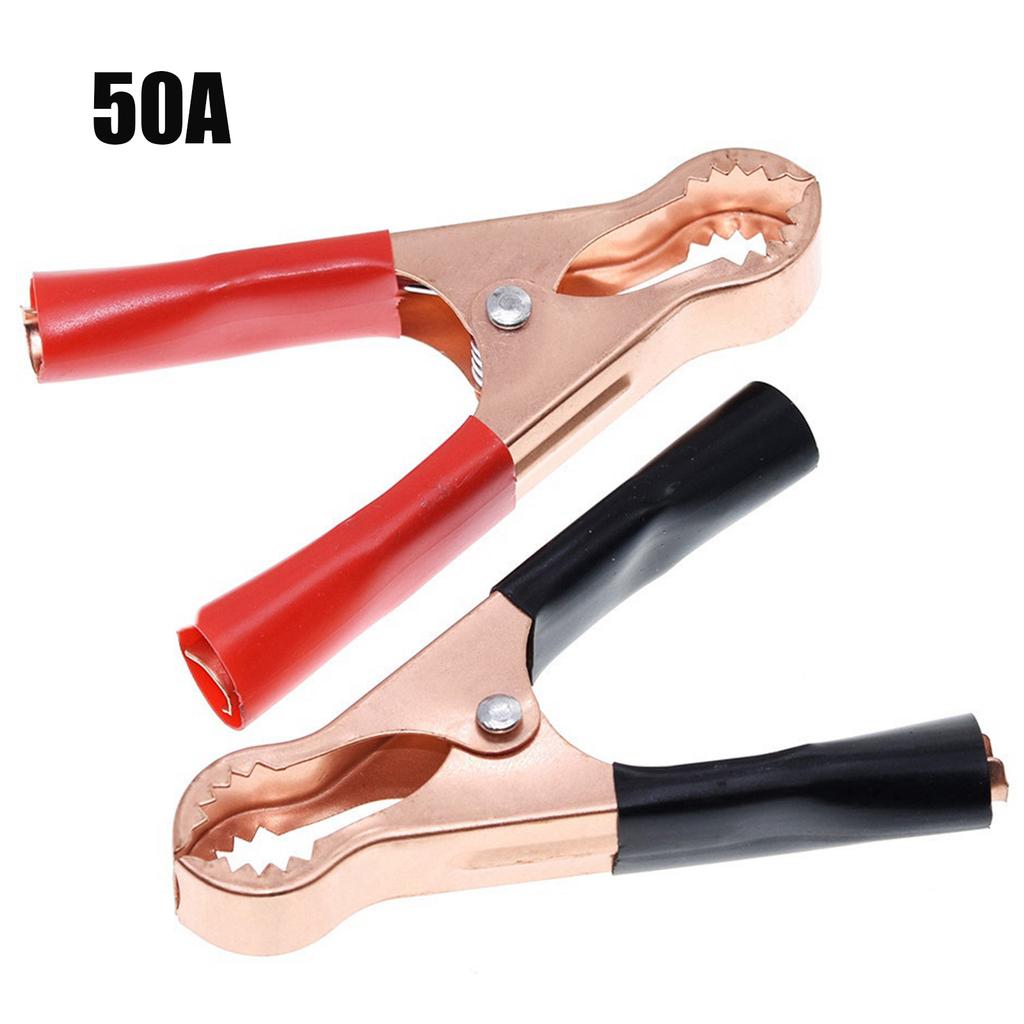 2Pcs 30A/50A Red + Black 70mm/80mm Crocodile Car Caravan Van Battery Test Lead Clips Best Promotion Alligator Clips
