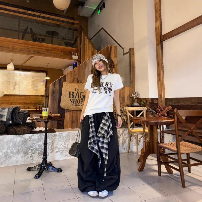 Pants with Women's Summer New Retro Street Mid-waist Thin Straight Casual Drape Wide-leg Pants
