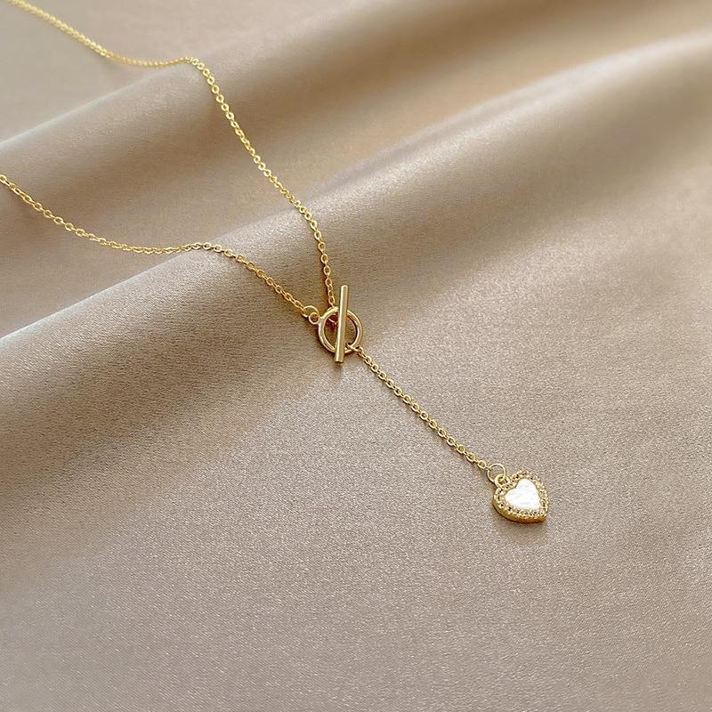Korean Fashion Sex Heart Titanium Steel Necklace Simple Trend Micro -Inlaid Zircon Pendant Cold Wind Necklace Jewelry Wholesale