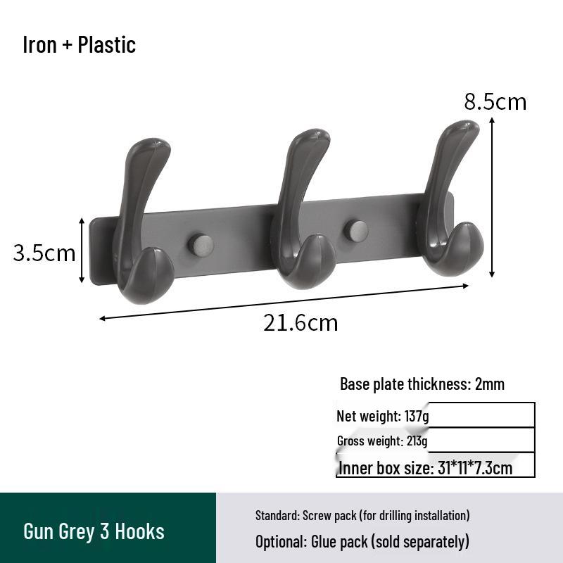 Space Aluminum No-Drill Clothes Hook for Bedroom/Bathroom Doors