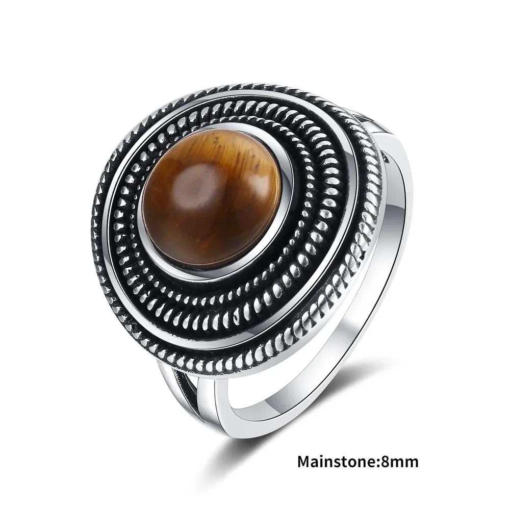 High Quality Natural Tiger Eye Rings S Silver  Ring for Women Gifts Vintage Fine Wedding Party Ring Wholesale