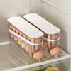 Dobbeltlags Køleskab Æg Opbevaringsboks Automatisk Rullende Æg Holder Stativ Stige Stil Køleskab Æg Dispenser Æg Organizer Holder