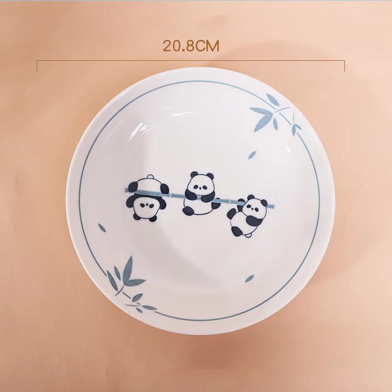 Módní roztomilý kreslený keramický talíř moderní čínský styl kulaté jídelní talíře narozeninové párty domácí nádobí rýžové misky