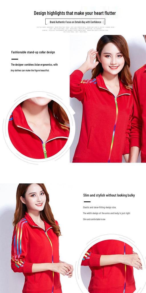 New Large Size Long Sleeve Sports Uniforms for Walking, Gymnastics, Fitness, and Square Dancing