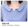 Summer Women's Linen Blouse Short Sleeve Peter Pan Collar Casual Top
