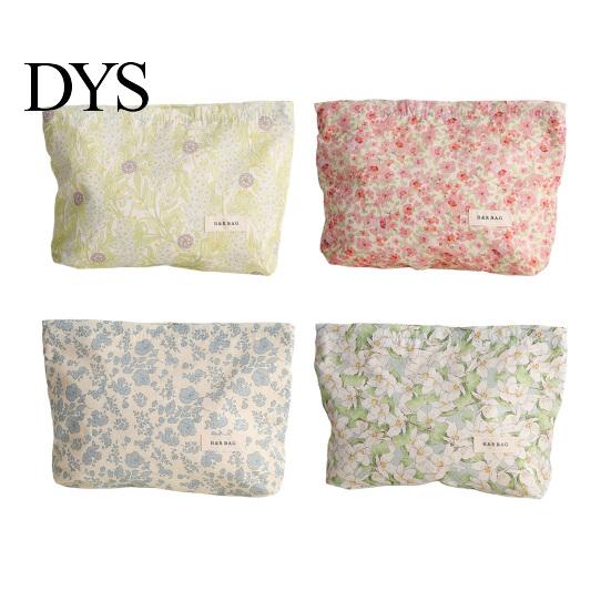 Compact Travel Case Floral Cotton Makeup Bag, Large Capacity Toiletry Bag with Multi Portable Beauty Storage Compartments, Cute Skincare Cosmetic