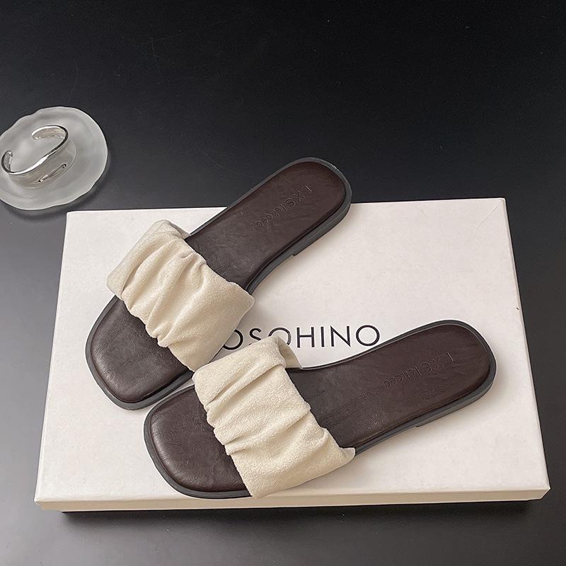 

Женские роскошные летние французские шлепанцы на одной лямке - Модные пляжные сандалии 40 бежевый