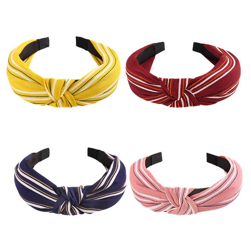 Retro Colorblock Knotted Headband for Women: Wide-Brimmed Fabric Accessory for Outings & Face Washing