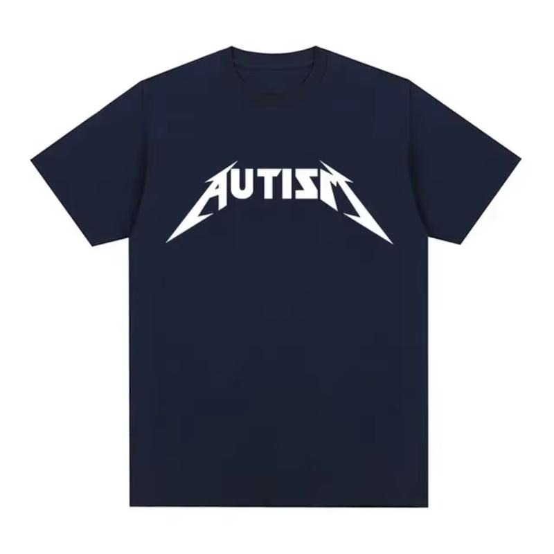 

Summer/Autumn 2025 Autism metal Rock meme printed T-shirt loose and casual short-sleeved trendy top for men and women S