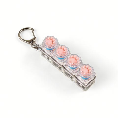 Tragbar Silikon Katzenpfote Clicker Schlüsselanhänger LED-Licht Leuchtend Fidget Spielzeug Tastaturstil Taste Stress Angst Linderung Geschenk