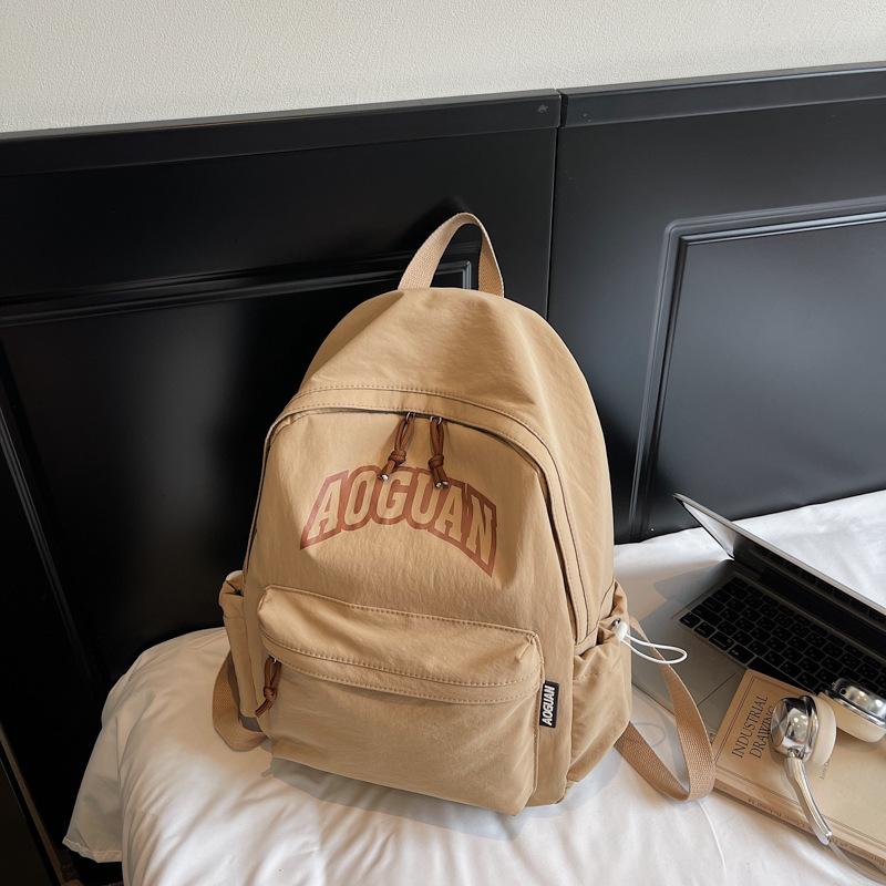 New Alphabet Backpack Women's Japanese Simple Large Capacity High School Student School Bag Travel Backpack