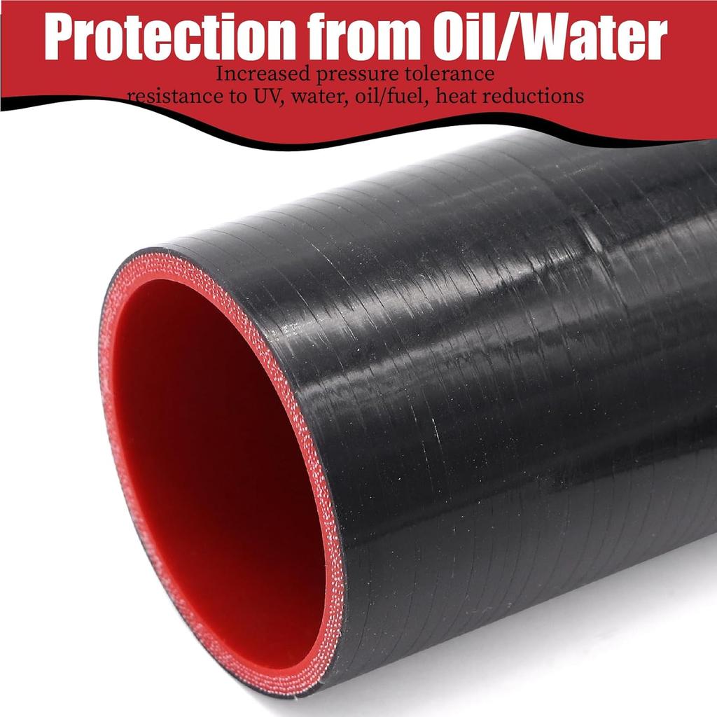 2.5" ID Straight Silicone Hose Coupler, High Temp 4-Ply Reinforced With 2Pcs Stainless Steel T-Bolt Clamp