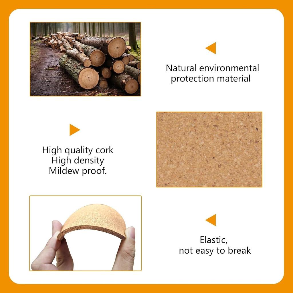 Cork Coaster Non-Slip Heat-Resistant Absorbent Reusable Home Table Decor Blank Coaster Brown 200PCS