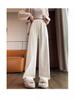 Plus Size Women's Gray High Waist Wide-Leg Pants - Spring/Summer Casual Draped Trousers