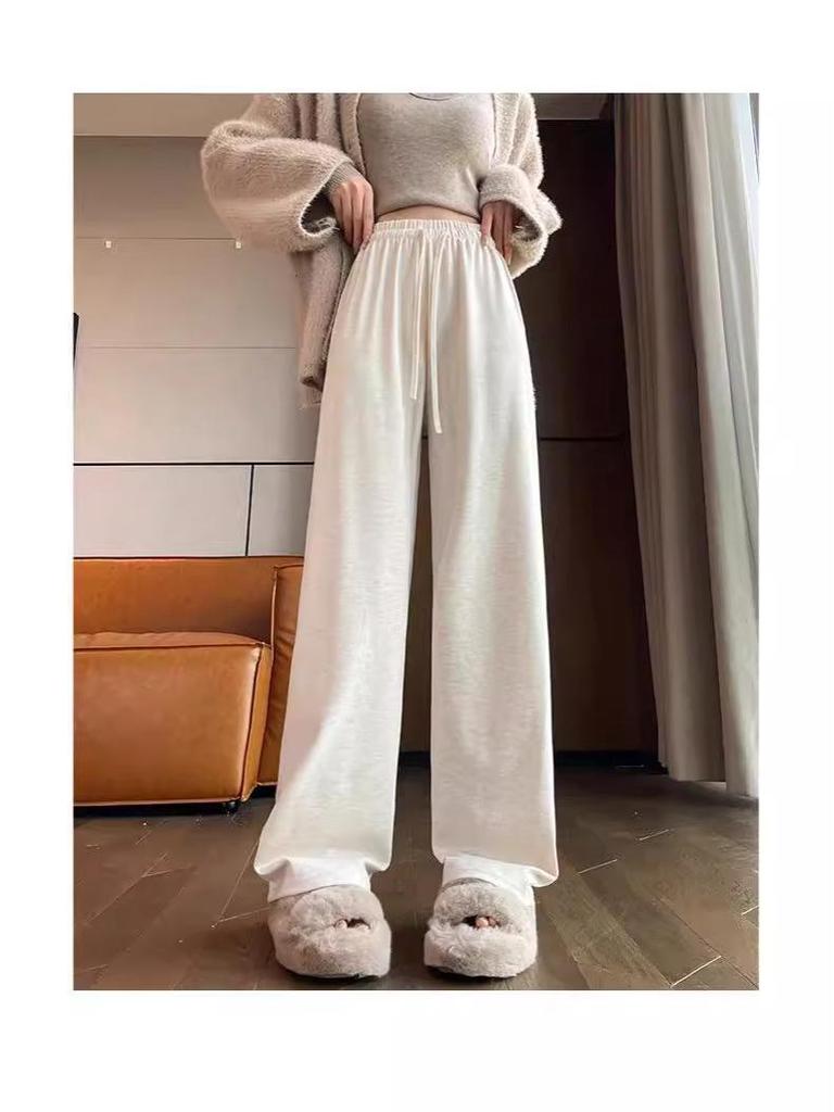Plus Size Women's Gray High Waist Wide-Leg Pants - Spring/Summer Casual Draped Trousers