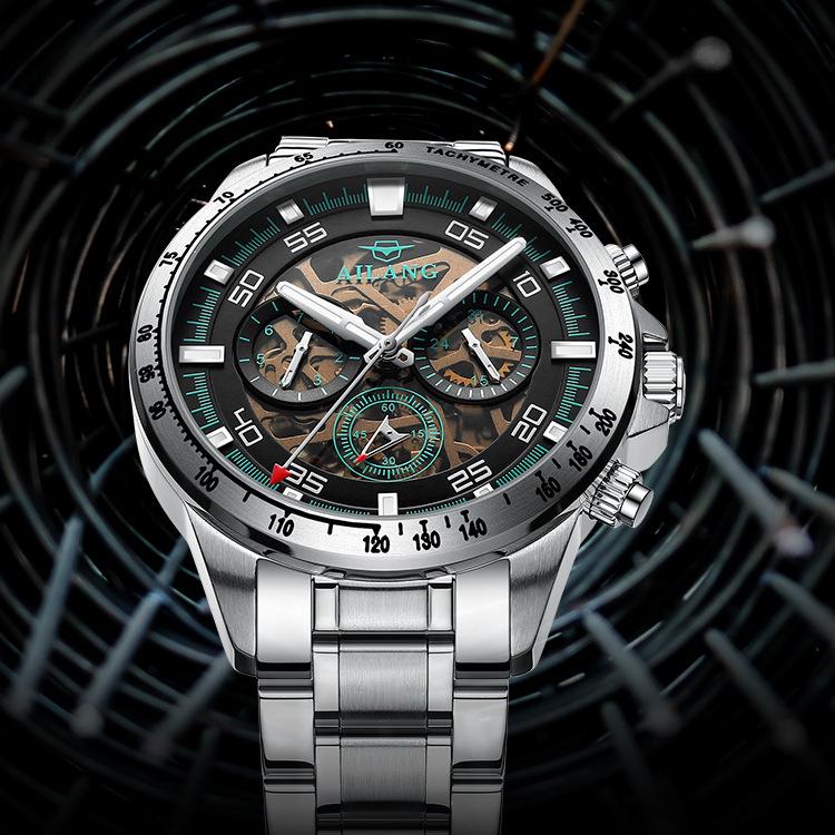 AILANG New Men's Watch Fully Automatic Hollow Mechanical Watch Multi -function Watches Waterproof