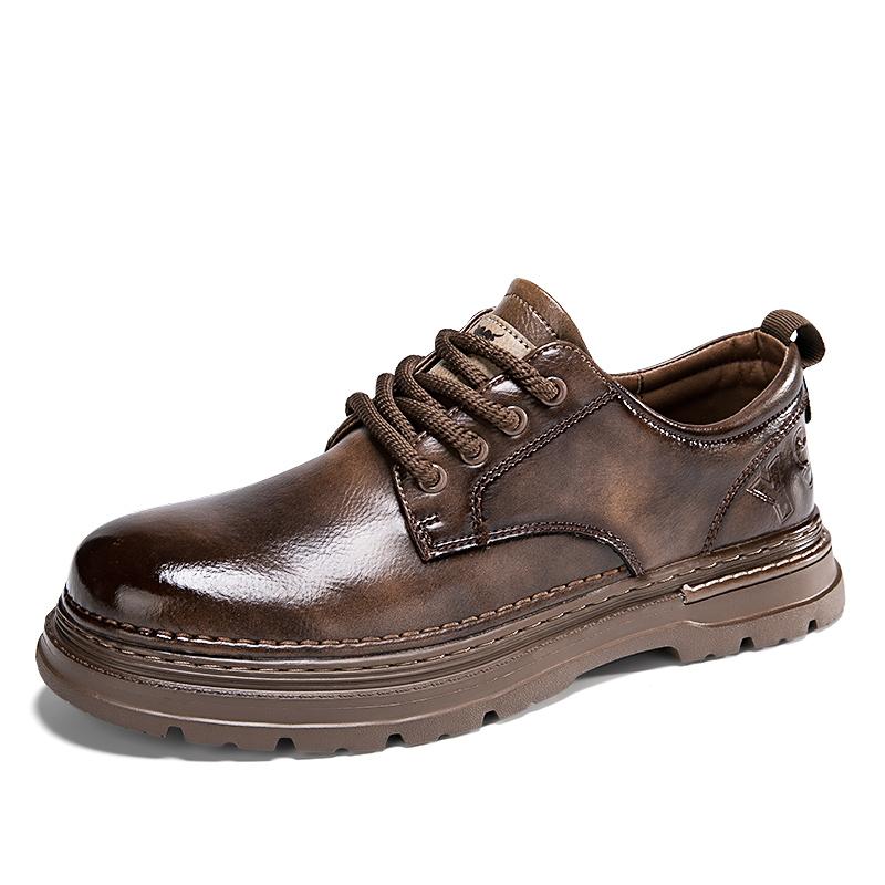 Fashion 2025 Men's British Style Retro Casual Shoes Men Thick Sole Fashion Comfy Work Sneakers Lace-up Comfortable Outdoor Shoes Mens