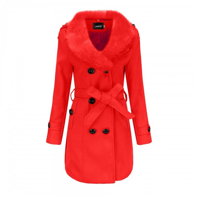 Womens Mid-Length Wool Blend Coat With