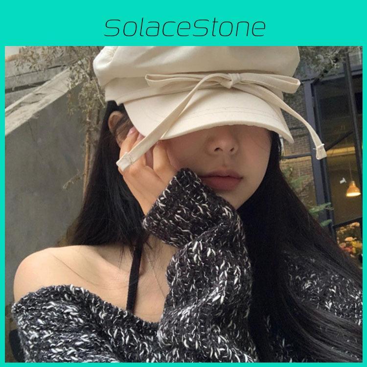 Stylish Beige Duckbill Cap With Unique Bowknot Design Perfect For Warm Weather