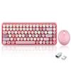 Perix PERIDUO-713PKUS Typewriter Keyboard, Pink Wireless Mouse Set, 2.4GHz Retro Design, Pastel Pink [Official Warranty] (Pink, English Layout)