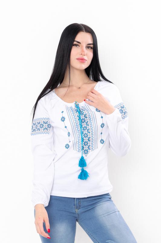 Elegant Ukrainian Vyshyvanka Blouse for Women – Rich Embroidery On Smooth Interlock,  Any Season, 8607-038-22 HC