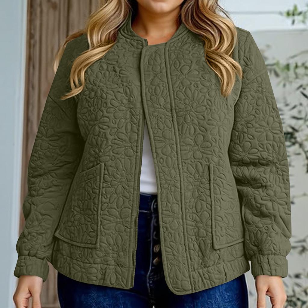 Women's Fashion Casual Plus Size Solid Color Long Sleeve Jacket