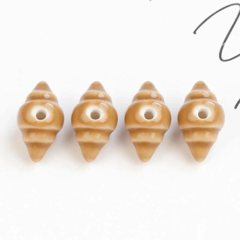4/8Pcs 20Mm Brown Croissant Ceramic Beads French Bakery Charm For Boho Jewelry Necklace Bracelet Making Supplies Gift
