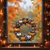 Durable Halloween Porch Decoration Pumpkin Pendant with Hanging Chain Waterproof Acrylic Welcome Front Door Sign for Window Wall Indoor Outdoor